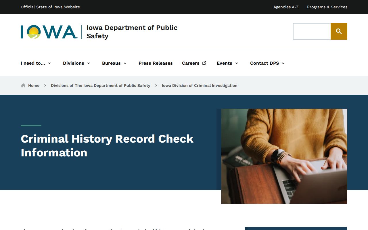 Iowa DCI criminal history check instructions for Clayton County