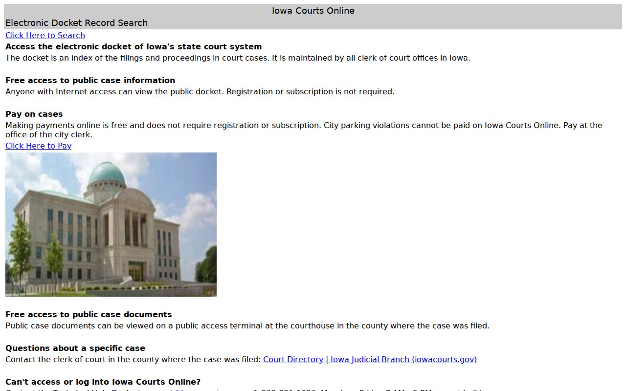 Iowa Courts Online search for Clayton County criminal history